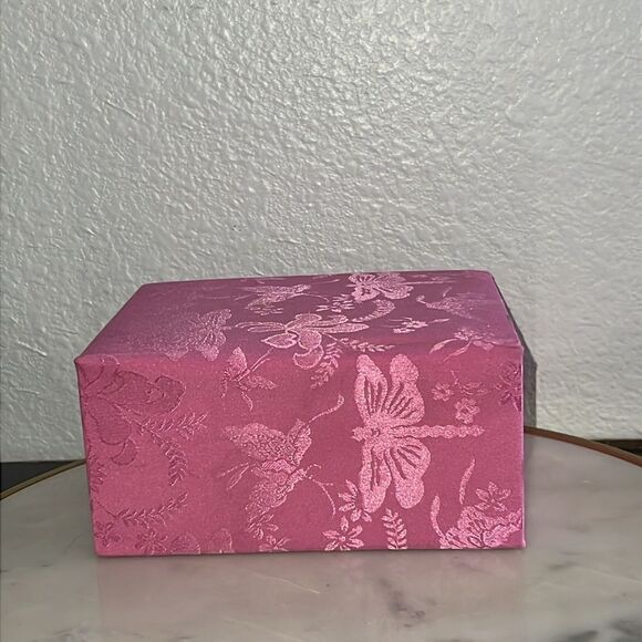 Caboodle Fabric Jewelry Box Mirror Pink Floral Vintage Trinket Holder Padded EUC - Picture 6 of 10